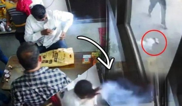 ಕ್ಯಾಮರಾದಲ್ಲಿ ಸೆರೆಯಾದ ರಾಧನ್ಪುರದಲ್ಲಿ ವ್ಯಕ್ತಿಯ ಜೇಬಿನಲ್ಲಿ ಸಿಡಿದ ಮೊಬೈಲ್