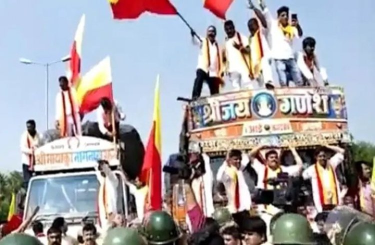 ಬೆಳಗಾವಿಯಲ್ಲಿ 'ಕರವೇ' ಕಿಚ್ಚು; ಮಹಾರಾಷ್ಟ್ರ ಲಾರಿಗಳ ಮೇಲೆ ಕಲ್ಲು ತೂರಾಟ